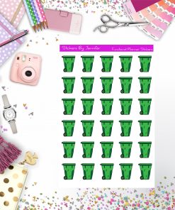 Trash Can Stickers, Planner Stickers, Journal Stickers, Functional Planner Stickers, Stationary Stickers