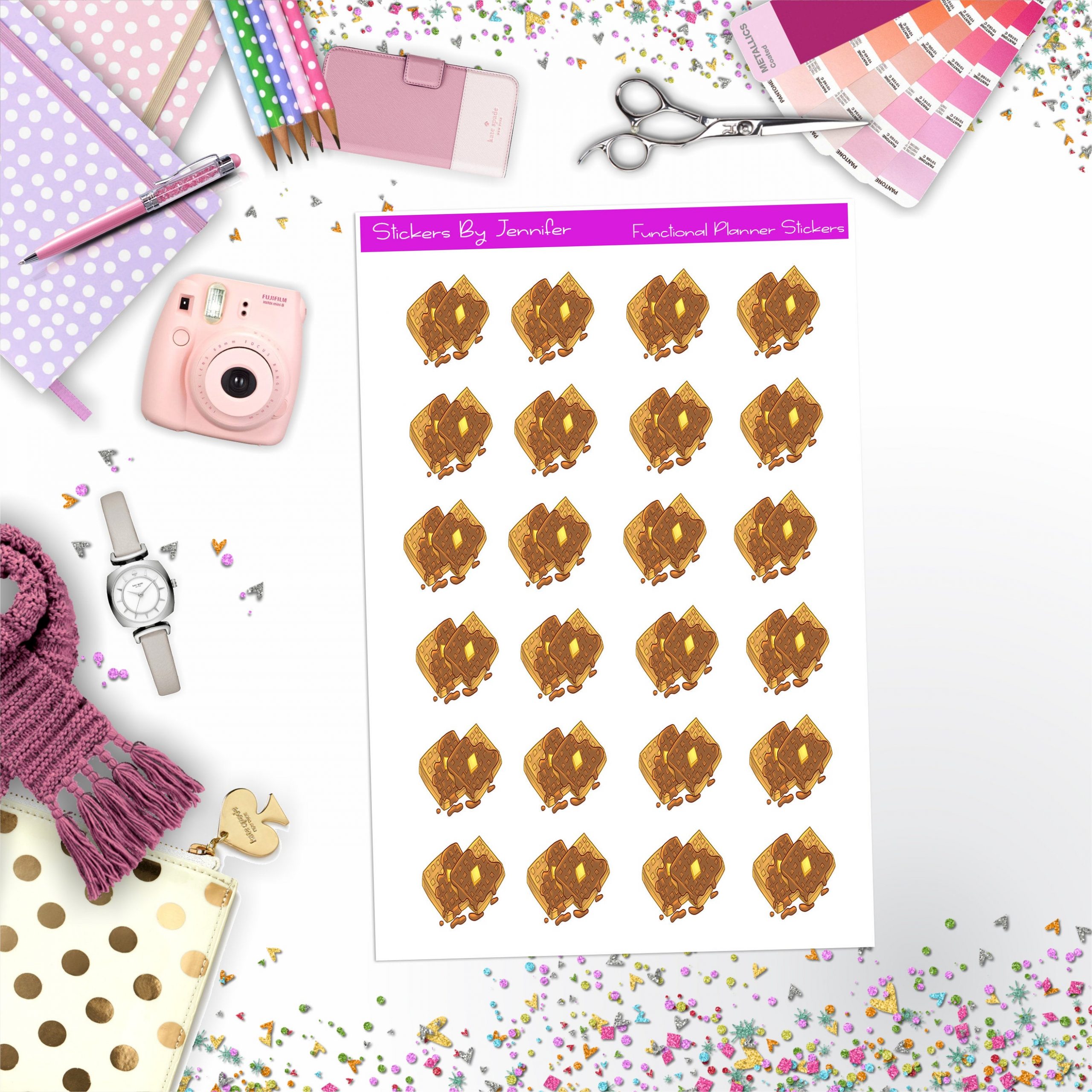 Waffle Stickers, Planner Stickers, Journal Stickers, Functional Planner Stickers, Stationary Stickers