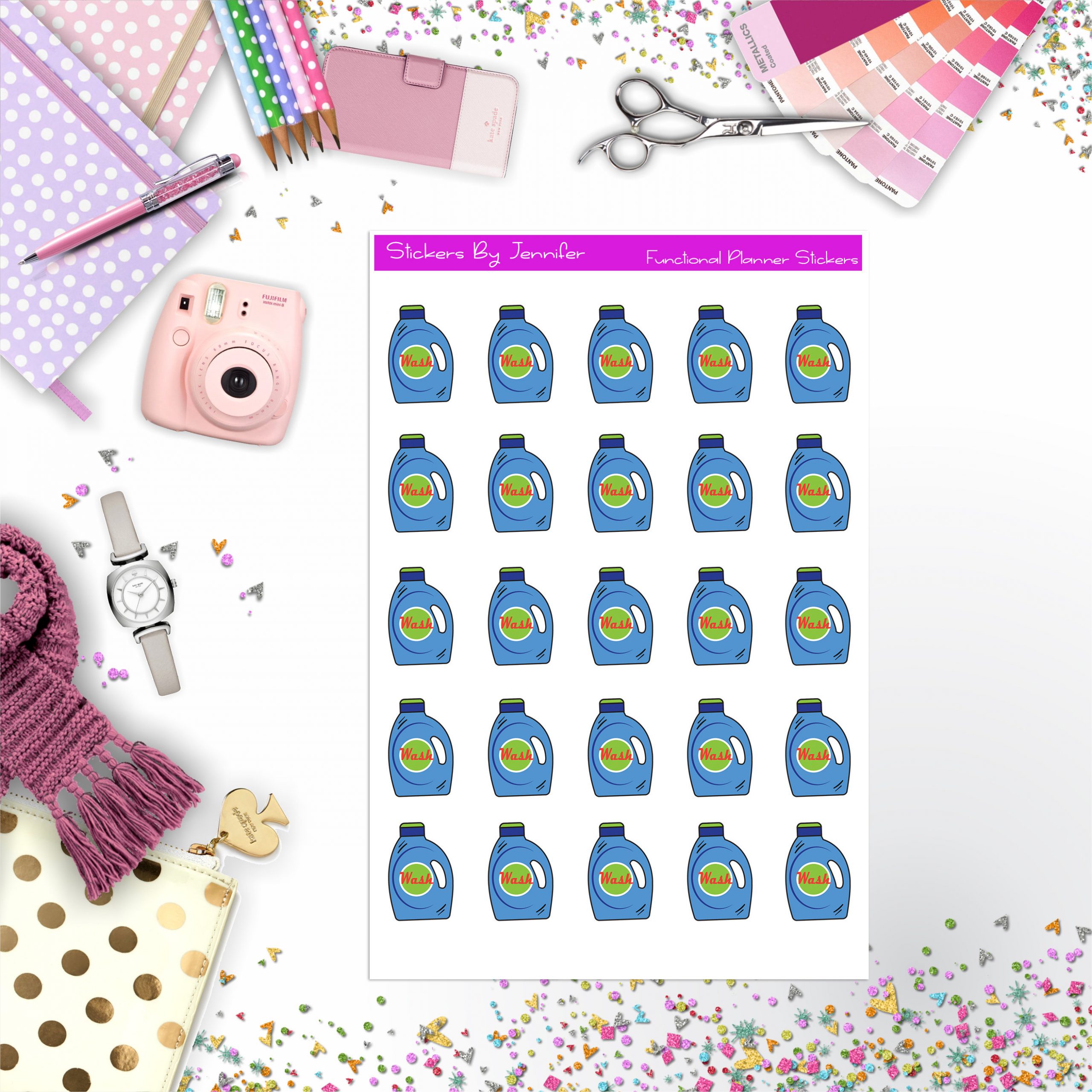 Washing Detergent Stickers, Planner Stickers, Journal Stickers, Functional Planner Stickers, Stationary Stickers