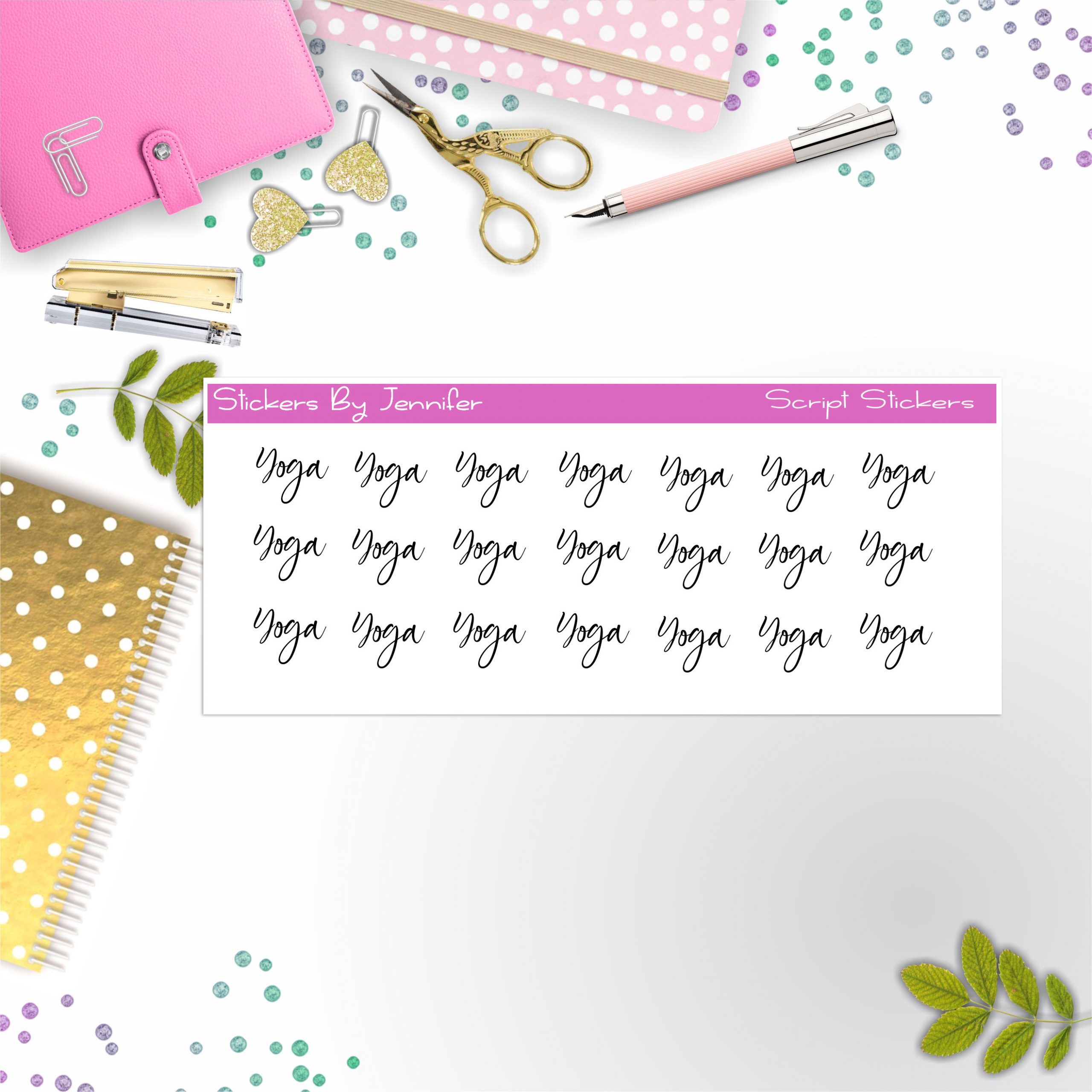 Yoga Script Stickers, Typography Stickers, Planner Stickers, Journal Stickers, Functional Planner Stickers, Stationary Stickers