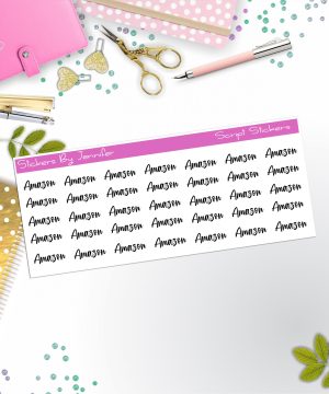 Amazon Script Stickers, Typography Stickers, Planner Stickers