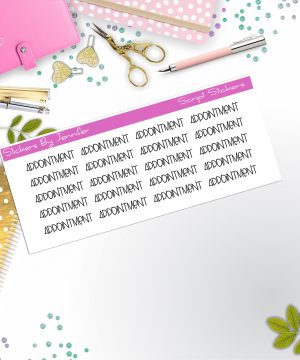 Appointment Script Stickers, Typography Stickers, Planner Stickers