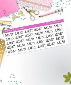 August Script Stickers, Typography Stickers, Planner Stickers