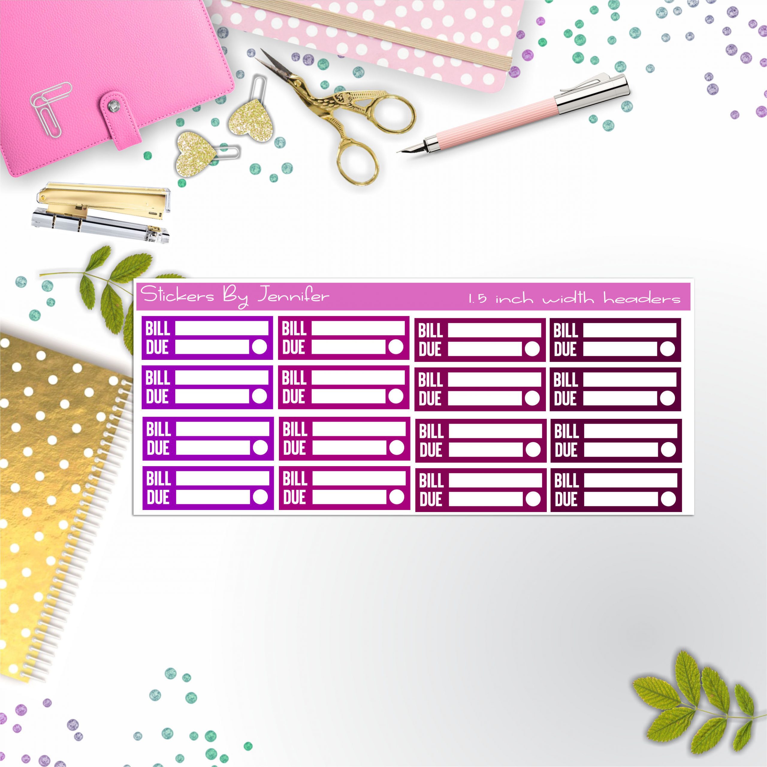 Bill Due Quarter Boxes Planner Stickers, Journal Stickers, Functional Planner Stickers, Stationary Stickers