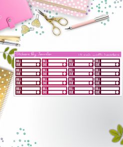 Bill Due Quarter Boxes  Planner Stickers, Journal Stickers, Functional Planner Stickers, Stationary Stickers