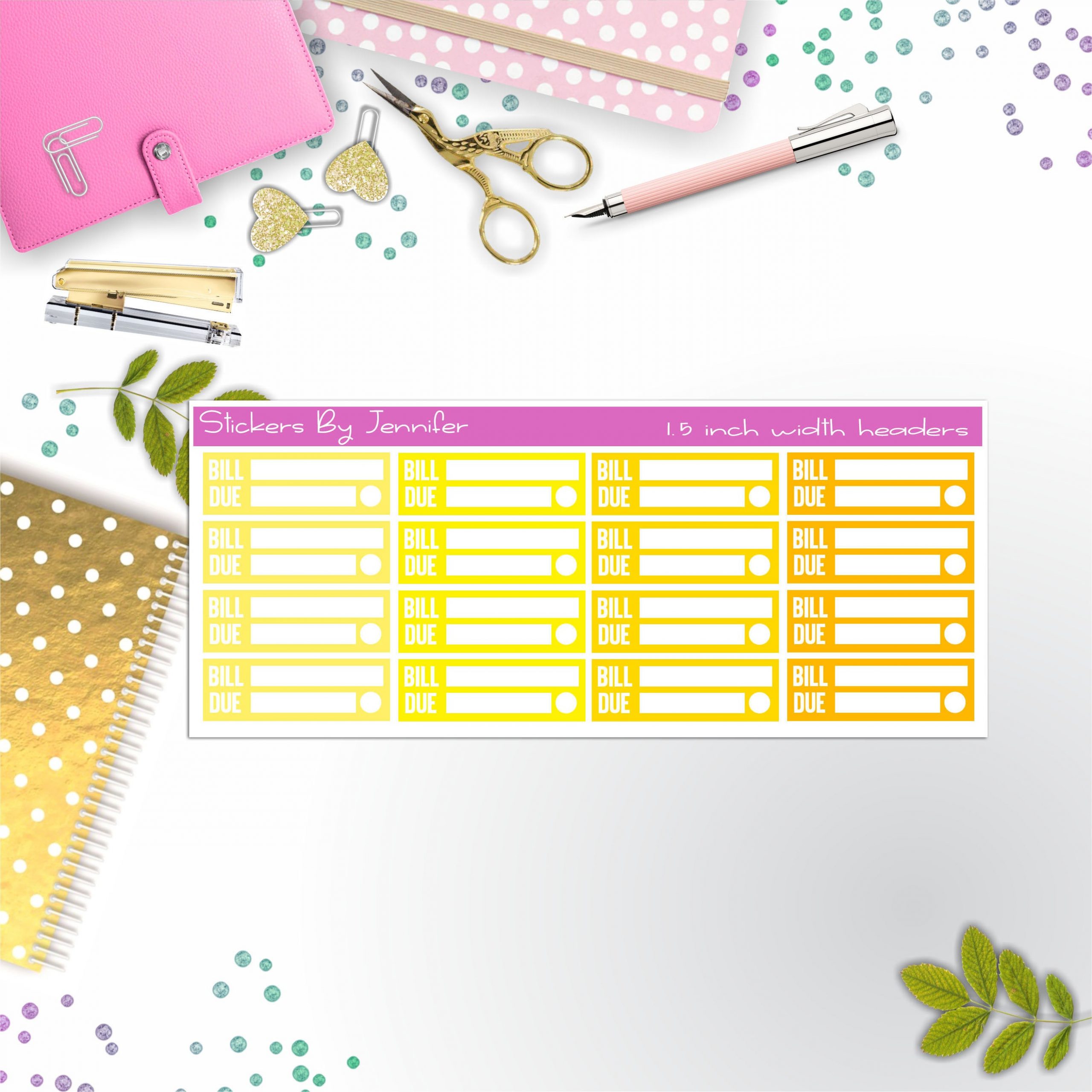 Bill Due Quarter Boxes Planner Stickers, Journal Stickers, Functional Planner Stickers, Stationary Stickers
