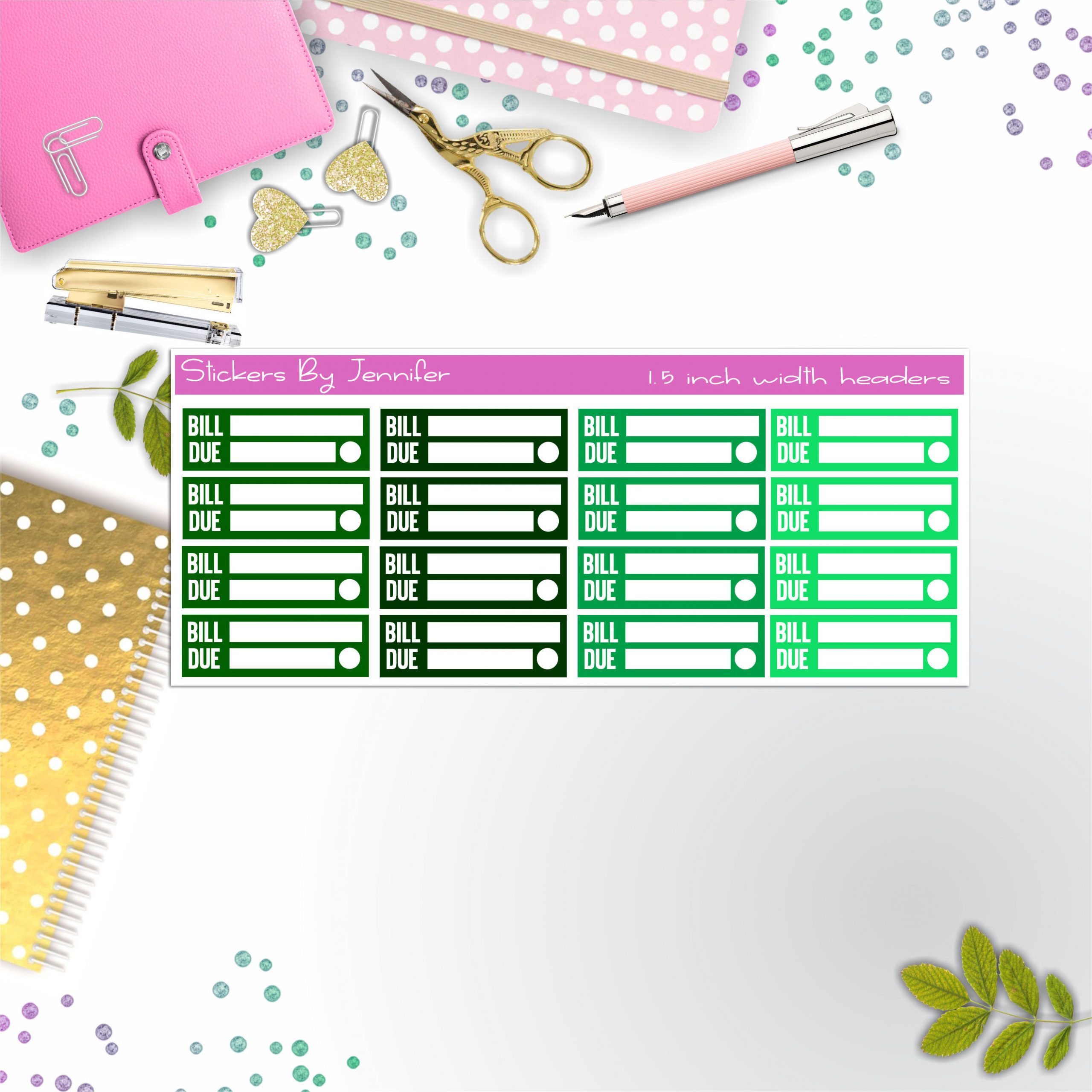 Bill Due Quarter Boxes Planner Stickers, Journal Stickers, Functional Planner Stickers, Stationary Stickers