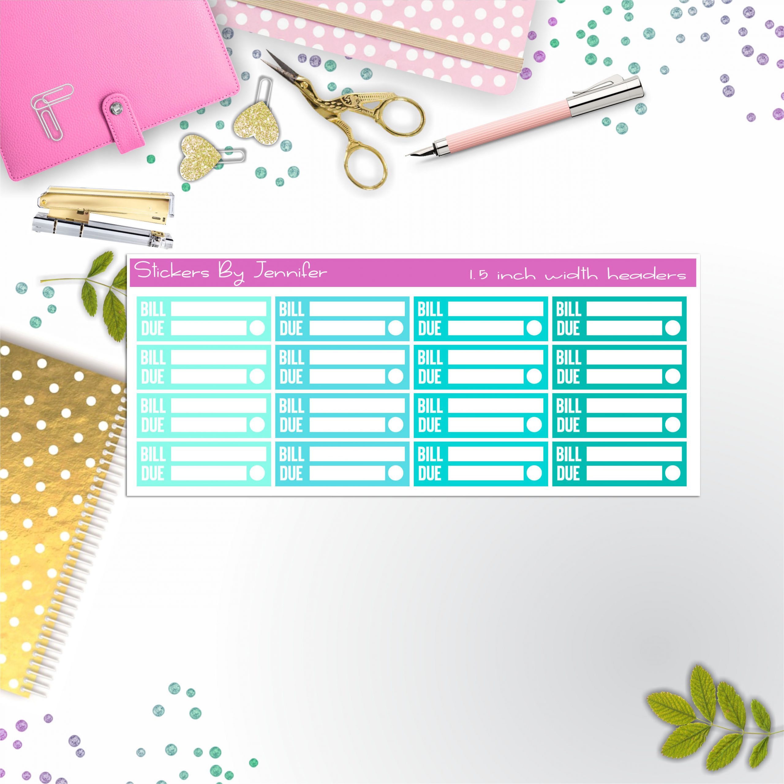 Bill Due Quarter Boxes Planner Stickers, Journal Stickers, Functional Planner Stickers, Stationary Stickers