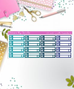 Bill Due Quarter Boxes  Planner Stickers, Journal Stickers, Functional Planner Stickers, Stationary Stickers