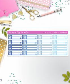 Bill Due Quarter Boxes  Planner Stickers, Journal Stickers, Functional Planner Stickers, Stationary Stickers