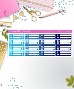 Bill Due Quarter Boxes  Planner Stickers, Journal Stickers, Functional Planner Stickers, Stationary Stickers