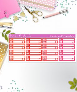 Bill Due Quarter Boxes  Planner Stickers, Journal Stickers, Functional Planner Stickers, Stationary Stickers