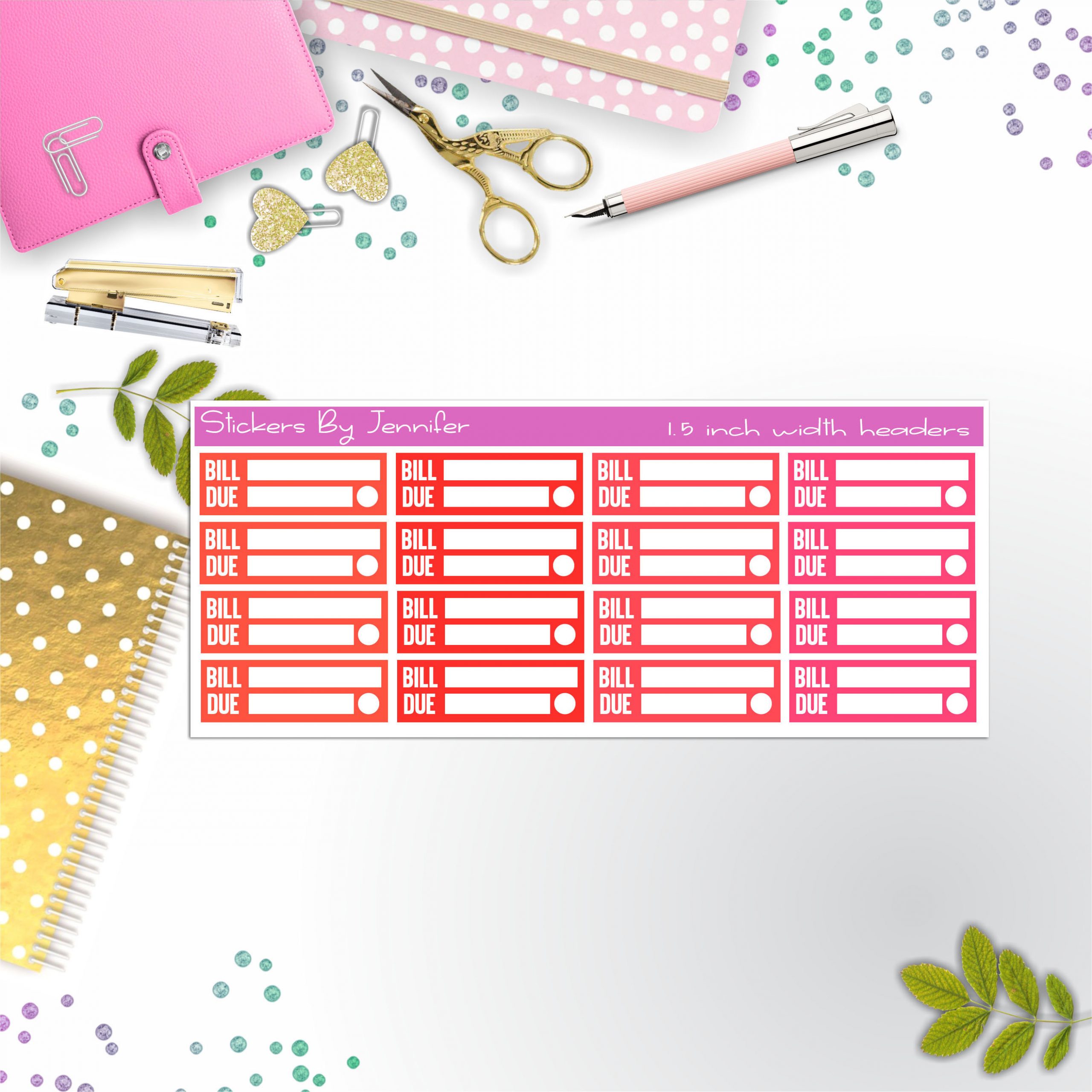 Bill Due Quarter Boxes Planner Stickers, Journal Stickers, Functional Planner Stickers, Stationary Stickers