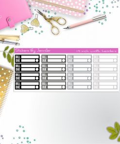 Bill Due Quarter Boxes  Planner Stickers, Journal Stickers, Functional Planner Stickers, Stationary Stickers