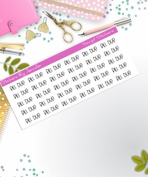 Bill Due Script Stickers, Typography Stickers, Planner Stickers