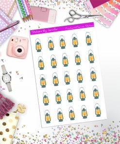 Camping Lantern Stickers, Planner Stickers, Journal Stickers, Functional Planner Stickers, Stationary Stickers