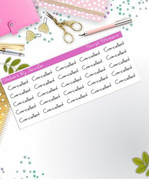 Cancelled Script Stickers, Typography Stickers, Planner Stickers