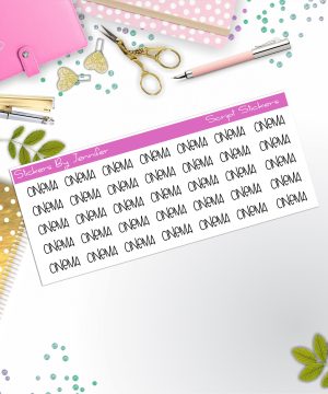 Cinema Script Stickers, Typography Stickers, Planner Stickers