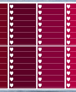 Hearts Lined Full Box Planner Stickers, Full Box Planner Stickers, Functional Planner Stickers, Journal Stickers, Stationary Stickers,
