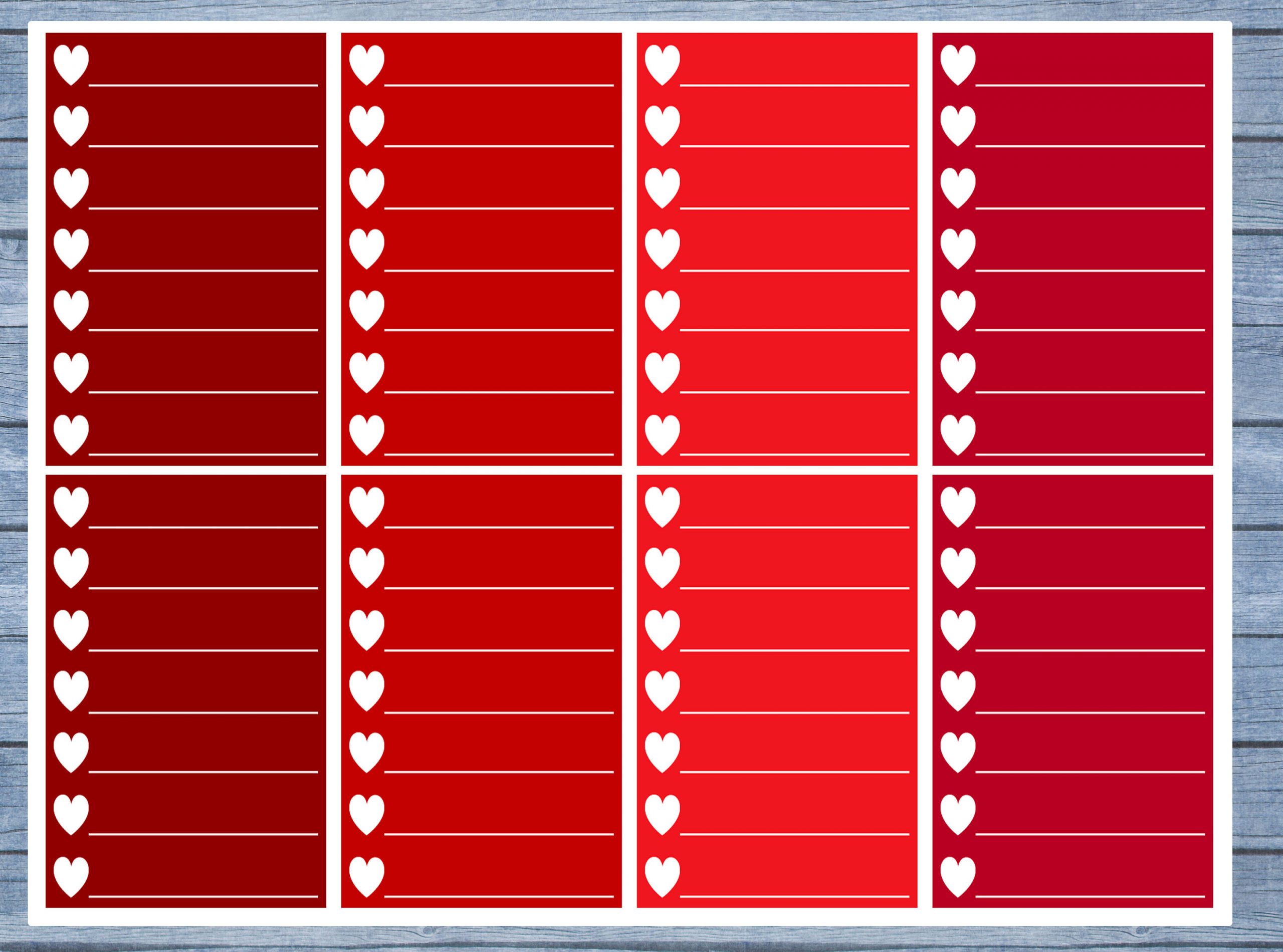 Hearts Lined Full Box Planner Stickers, Full Box Planner Stickers, Functional Planner Stickers, Journal Stickers, Stationary Stickers,