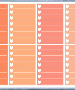 Hearts Lined Full Box Planner Stickers, Full Box Planner Stickers, Functional Planner Stickers, Journal Stickers, Stationary Stickers