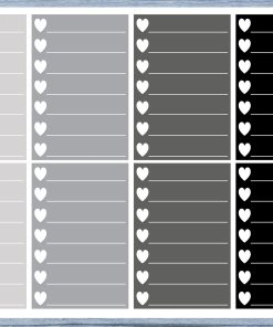 Hearts Lined Full Box Planner Stickers, Full Box Planner Stickers, Functional Planner Stickers, Journal Stickers, Stationary Stickers