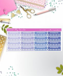 Hydrate Quarter Boxes  Planner Stickers, Journal Stickers, Functional Planner Stickers, Stationary Stickers