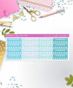 Hydrate Quarter Boxes  Planner Stickers, Journal Stickers, Functional Planner Stickers, Stationary Stickers