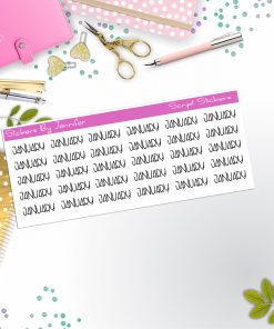 January Script Stickers, Typography Stickers, Planner Stickers