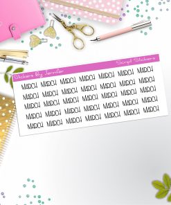 March Script Stickers, Typography Stickers, Planner Stickers