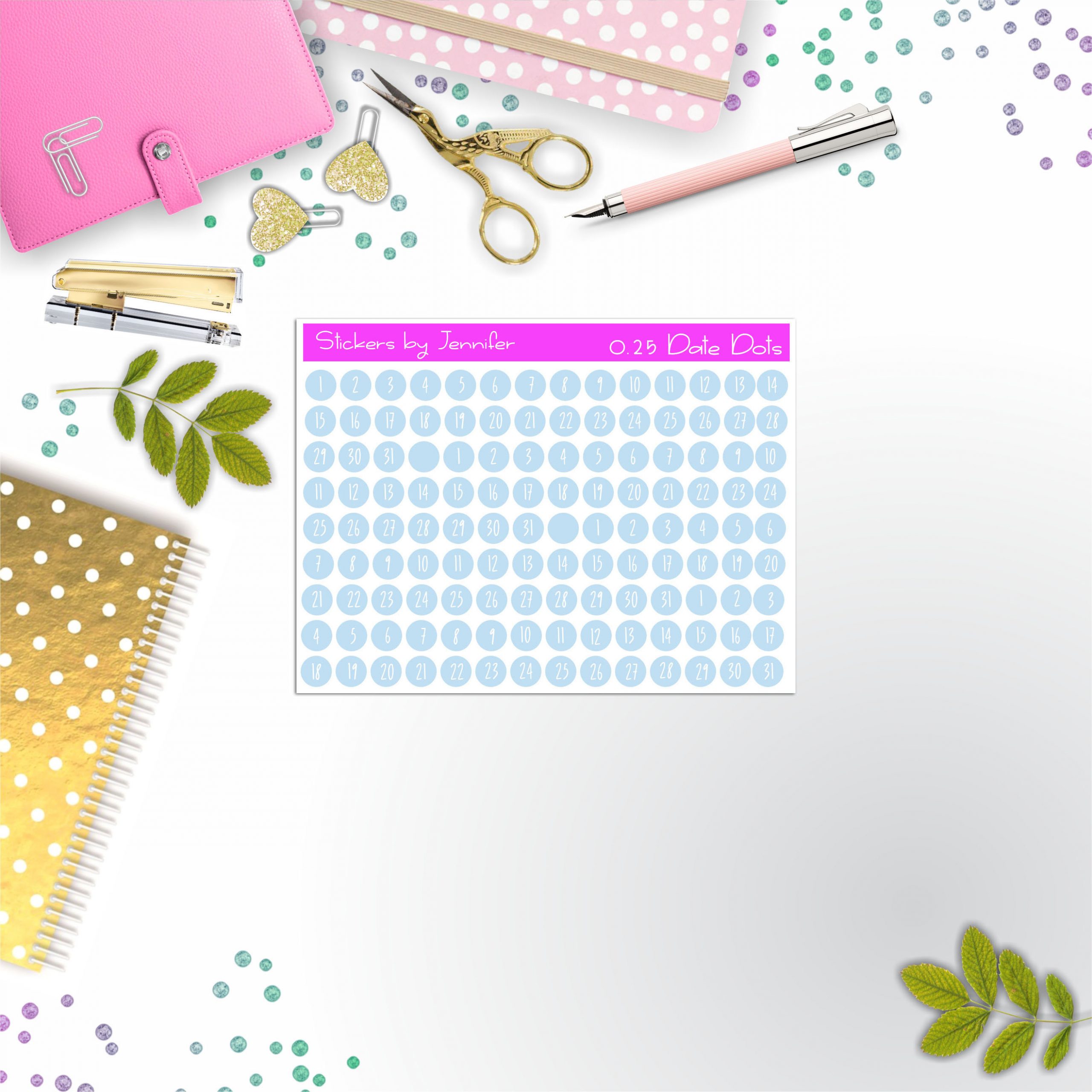 Mini Date Covers, Date Dots, Number Stickers M-31, Planner Stickers, Journal Stickers, Functional Planner Stickers, Stationary Stickers