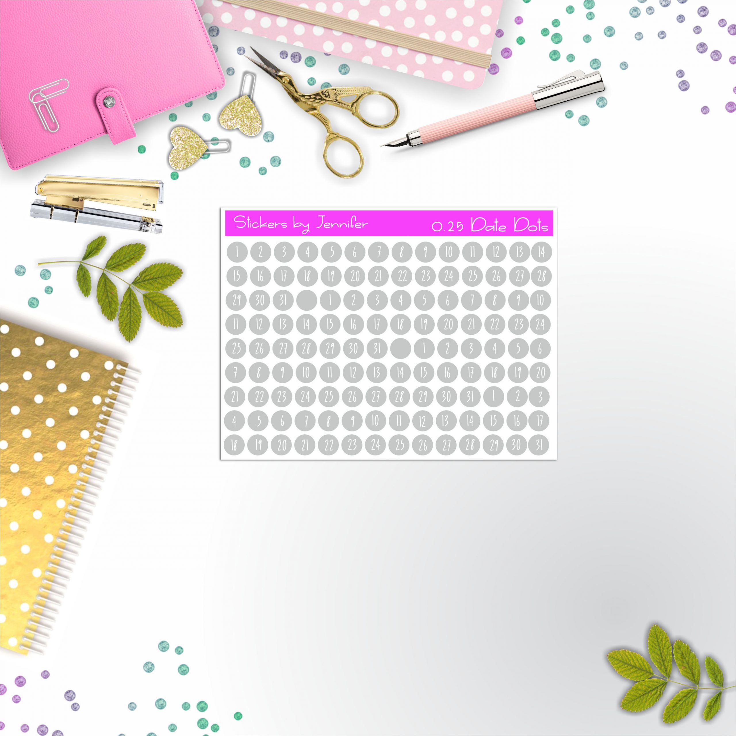 Mini Date Covers, Date Dots, Number Stickers M-97, Planner Stickers, Journal Stickers, Functional Planner Stickers, Stationary Stickers