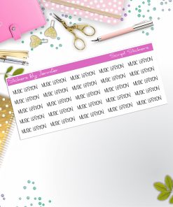 Music Lesson Script Stickers, Typography Stickers, Planner Stickers