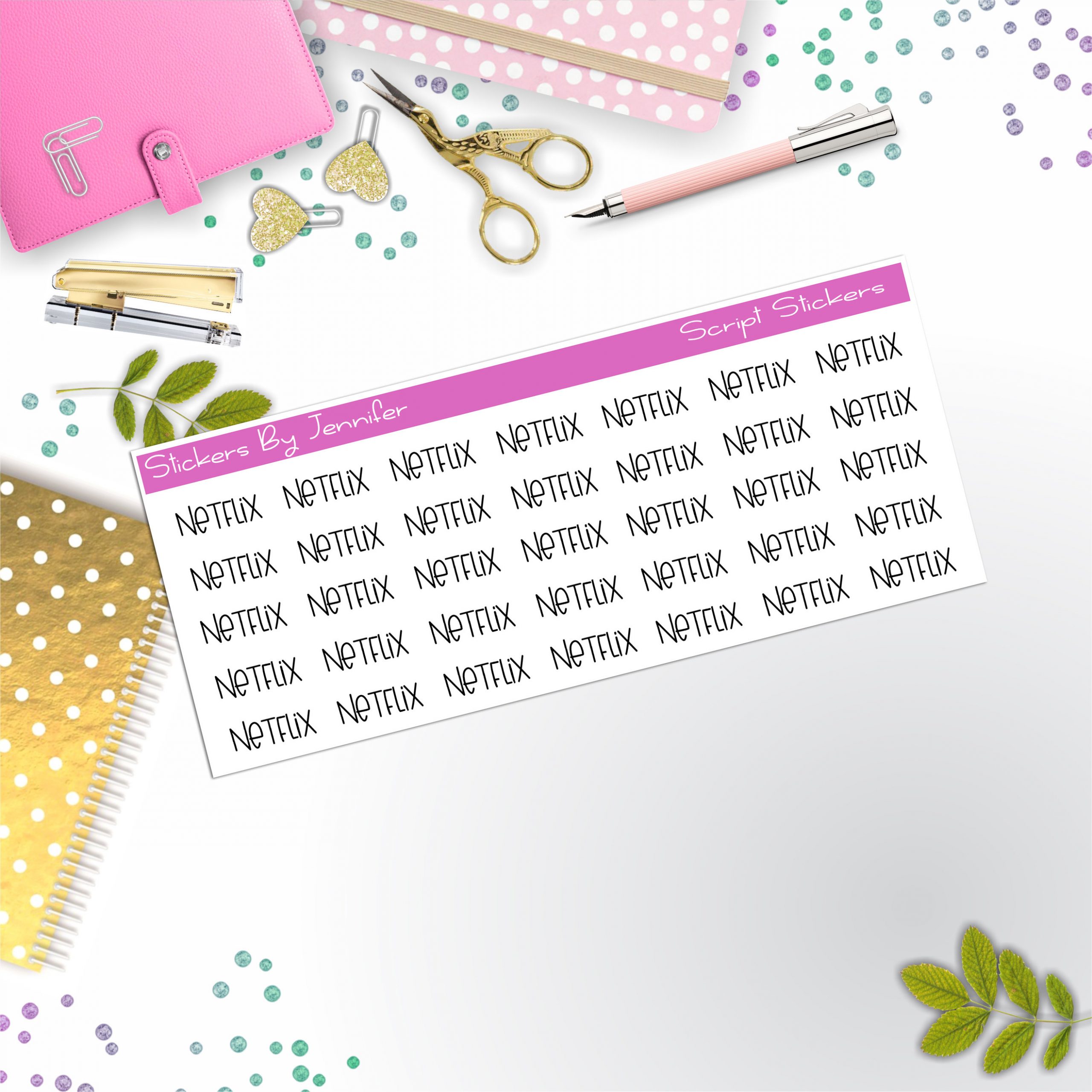 Netflix Script Stickers, Typography Stickers, Planner Stickers