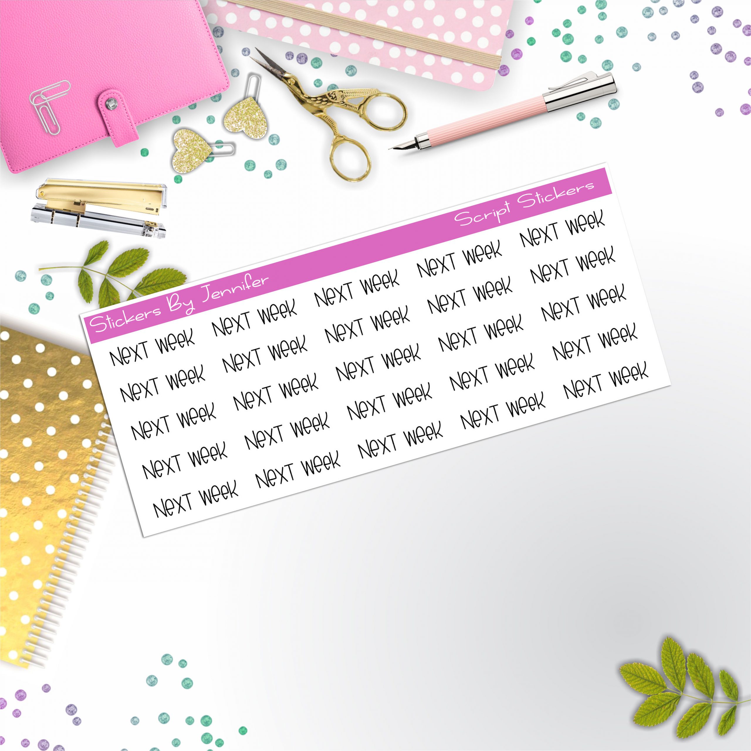 Next Week Script Stickers, Typography Stickers, Planner Stickers