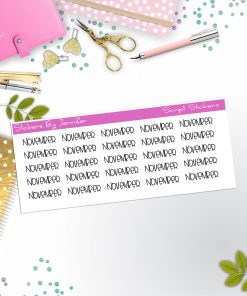 November Script Stickers, Typography Stickers, Planner Stickers