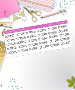 October Script Stickers, Typography Stickers, Planner Stickers