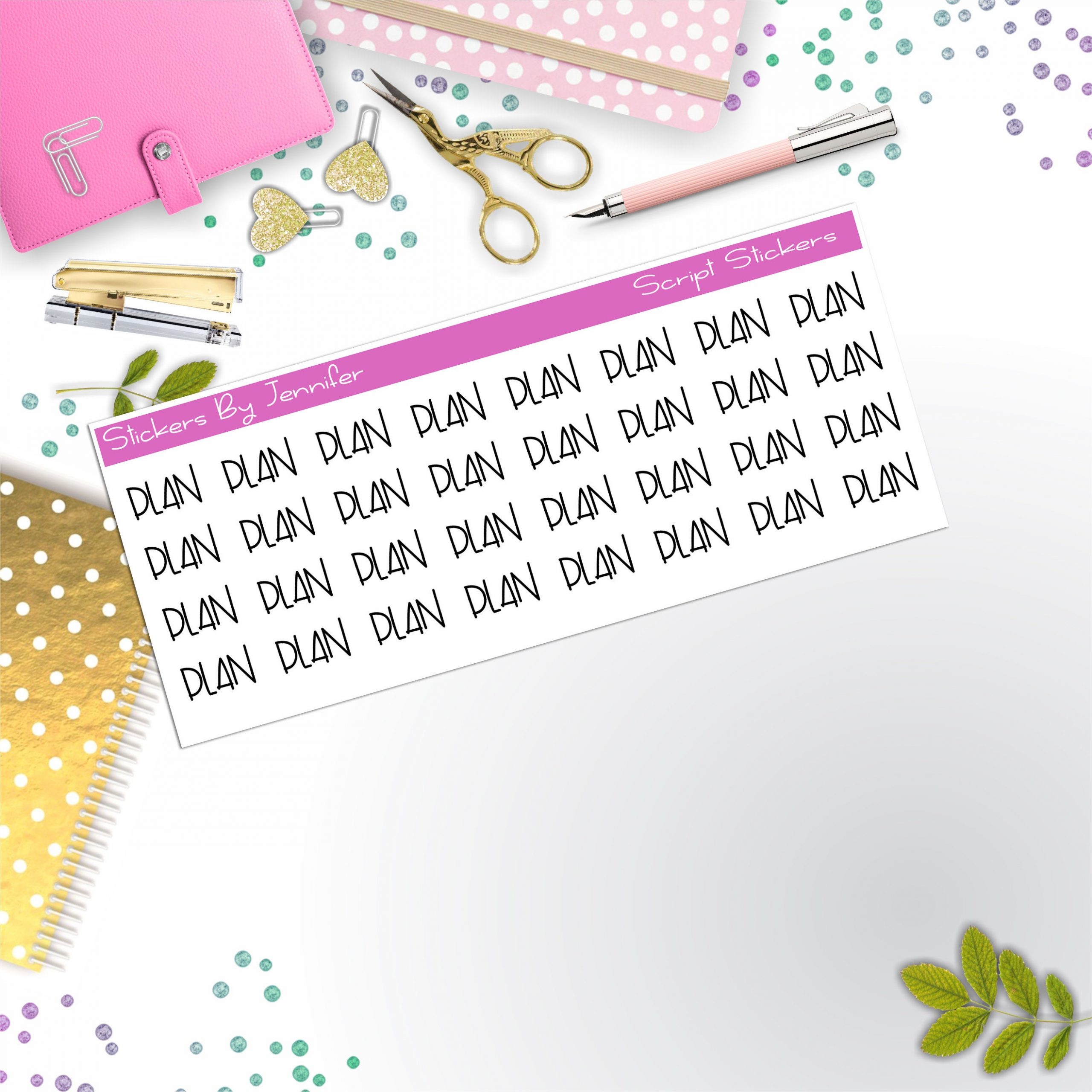 Plan Script Stickers, Typography Stickers, Planner Stickers
