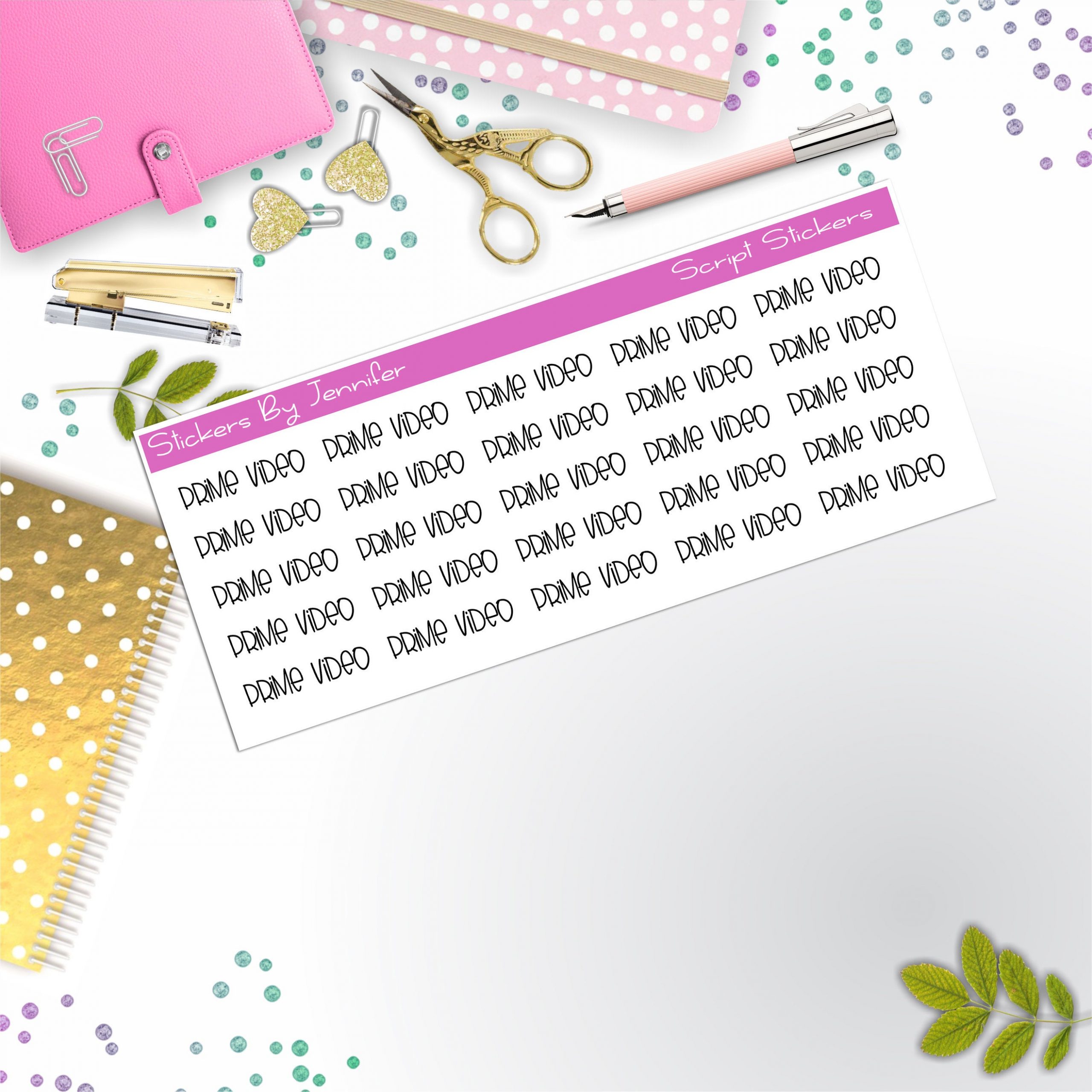 Prime Video Script Stickers, Typography Stickers, Planner Stickers