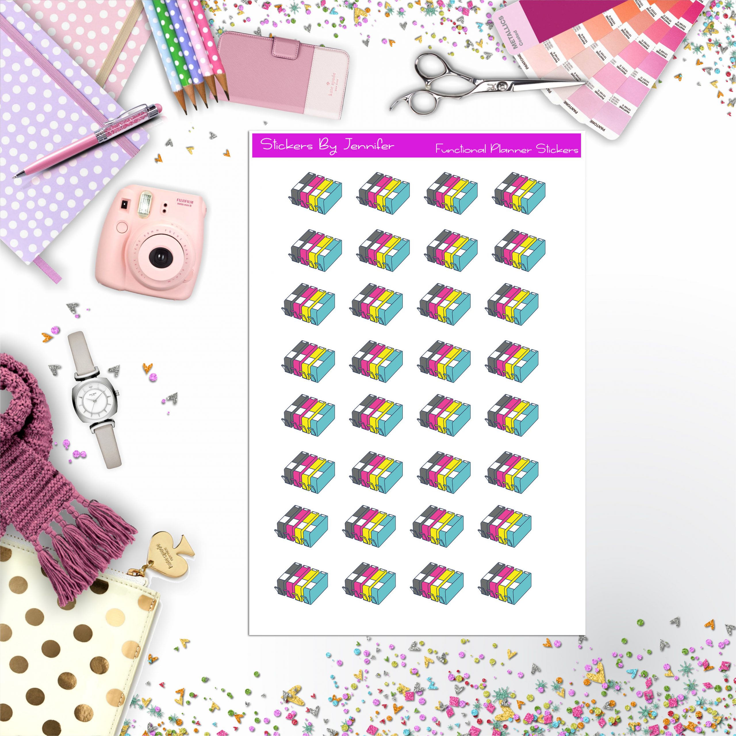 Printer Ink Cartridges Reminder Planner Stickers