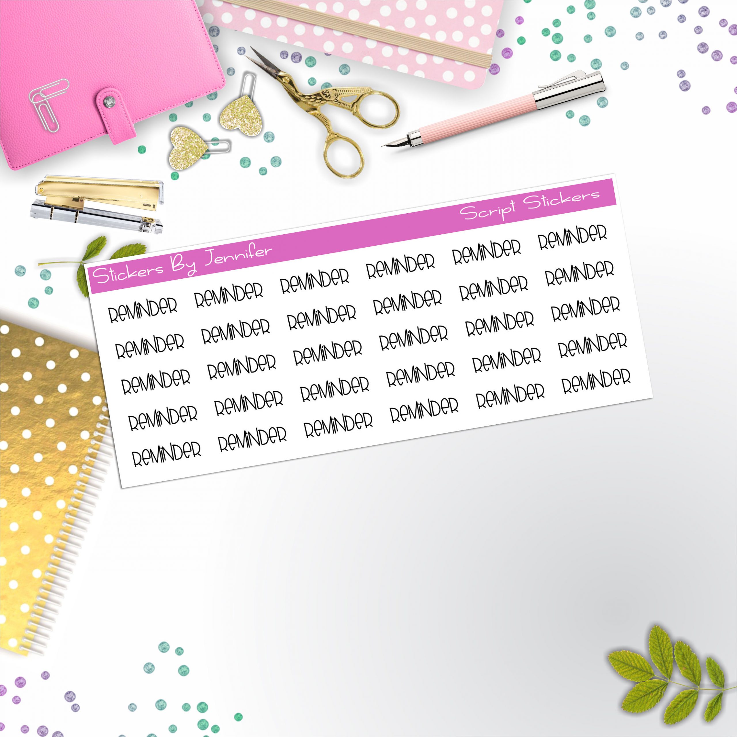 Remember Script Stickers, Typography Stickers, Planner Stickers