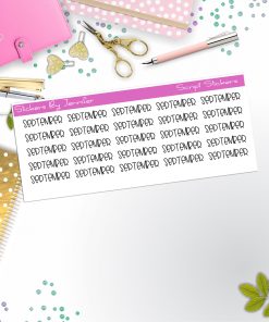 September Script Stickers, Typography Stickers, Planner Stickers