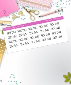 Sick Day Script Stickers, Typography Stickers, Planner Stickers