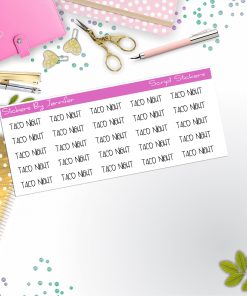 Taco Night Script Stickers, Typography Stickers, Planner Stickers