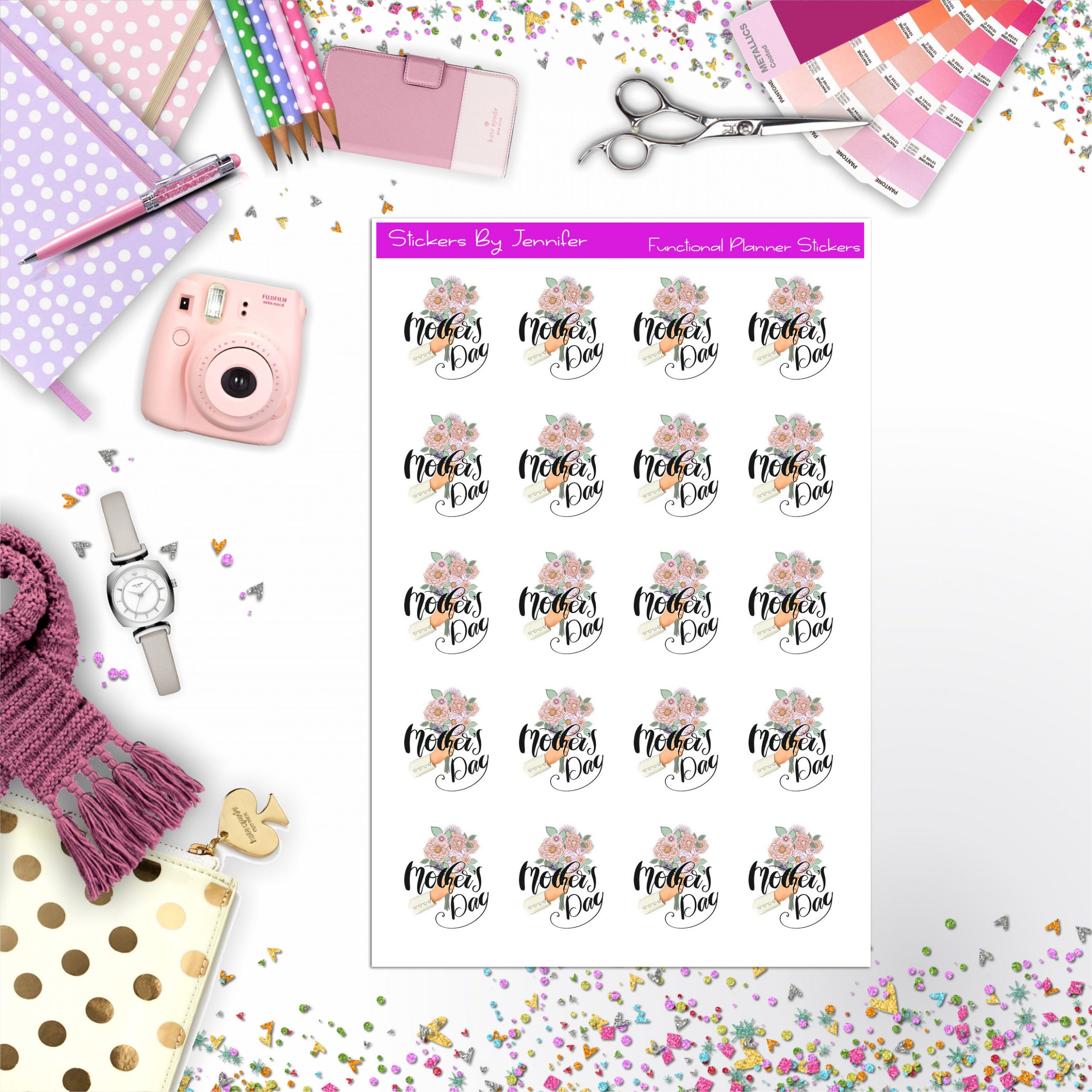 Mother's Day Icon Planner Stickers, Bullet Journal Stickers, Functional Planner Stickers, Stationary Stickers