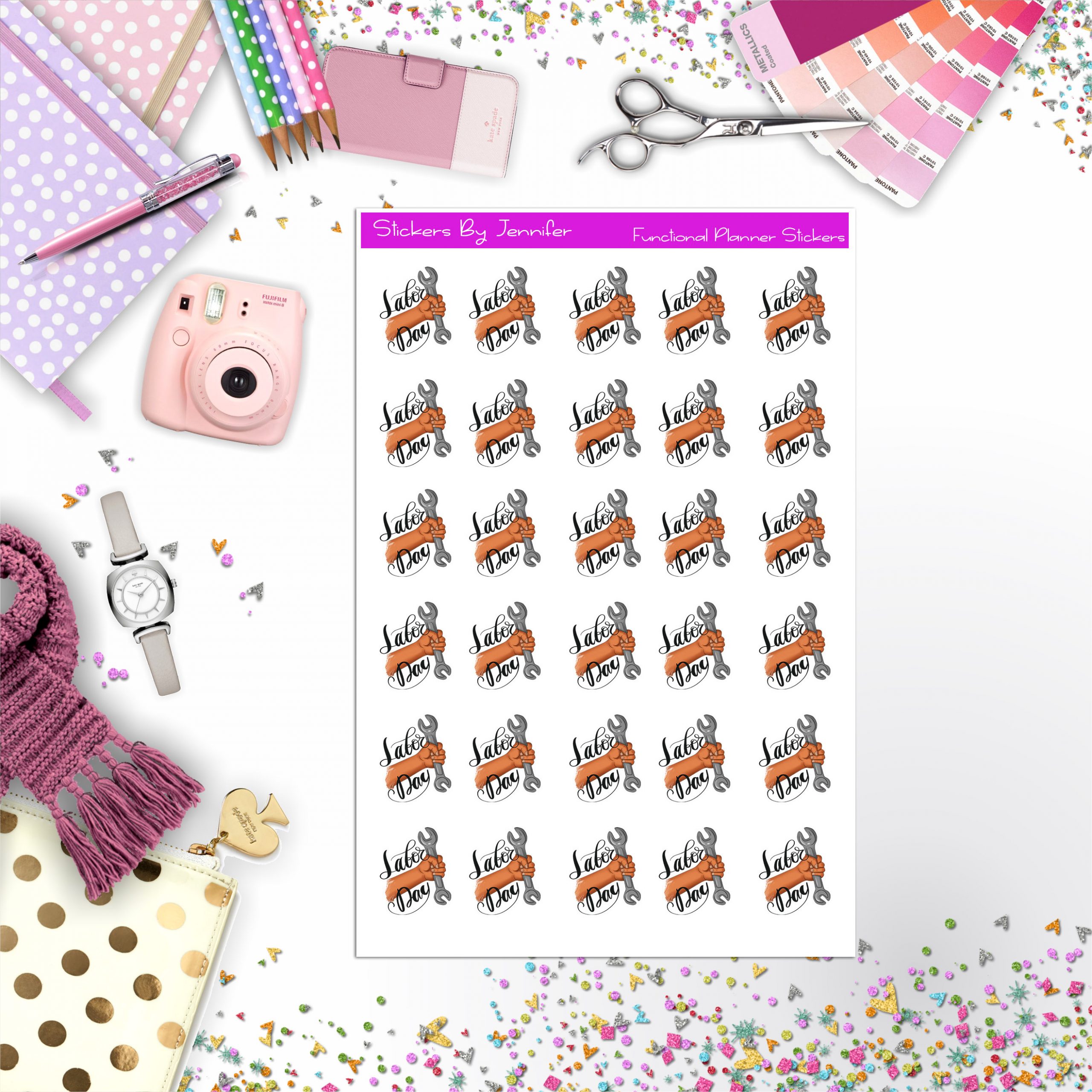 Labor Day Icon Planner Stickers, Bullet Journal Stickers, Functional Planner Stickers, Stationary Stickers