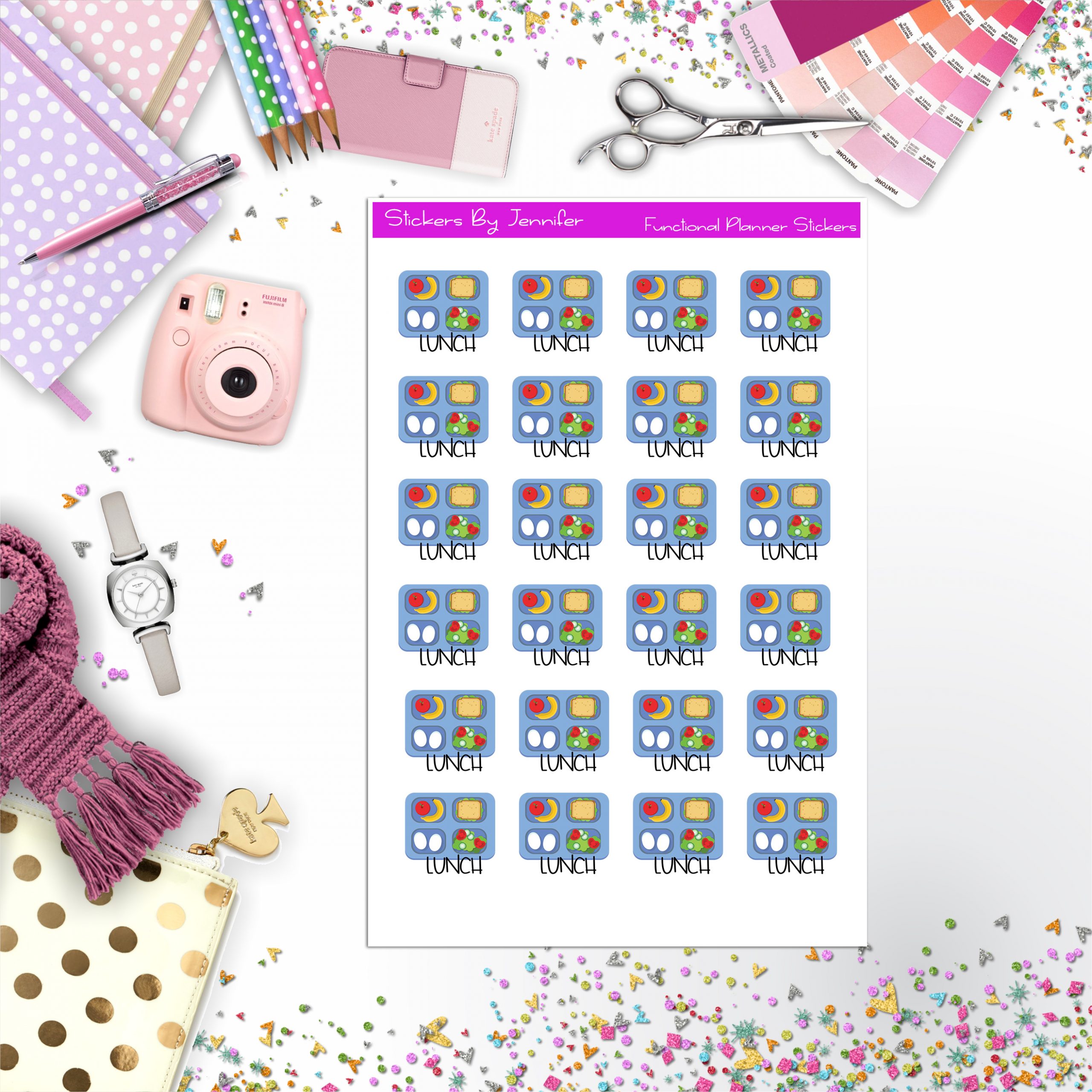 Lunch Icon Planner Stickers, Bullet Journal Stickers, Functional Planner Stickers, Stationary Stickers