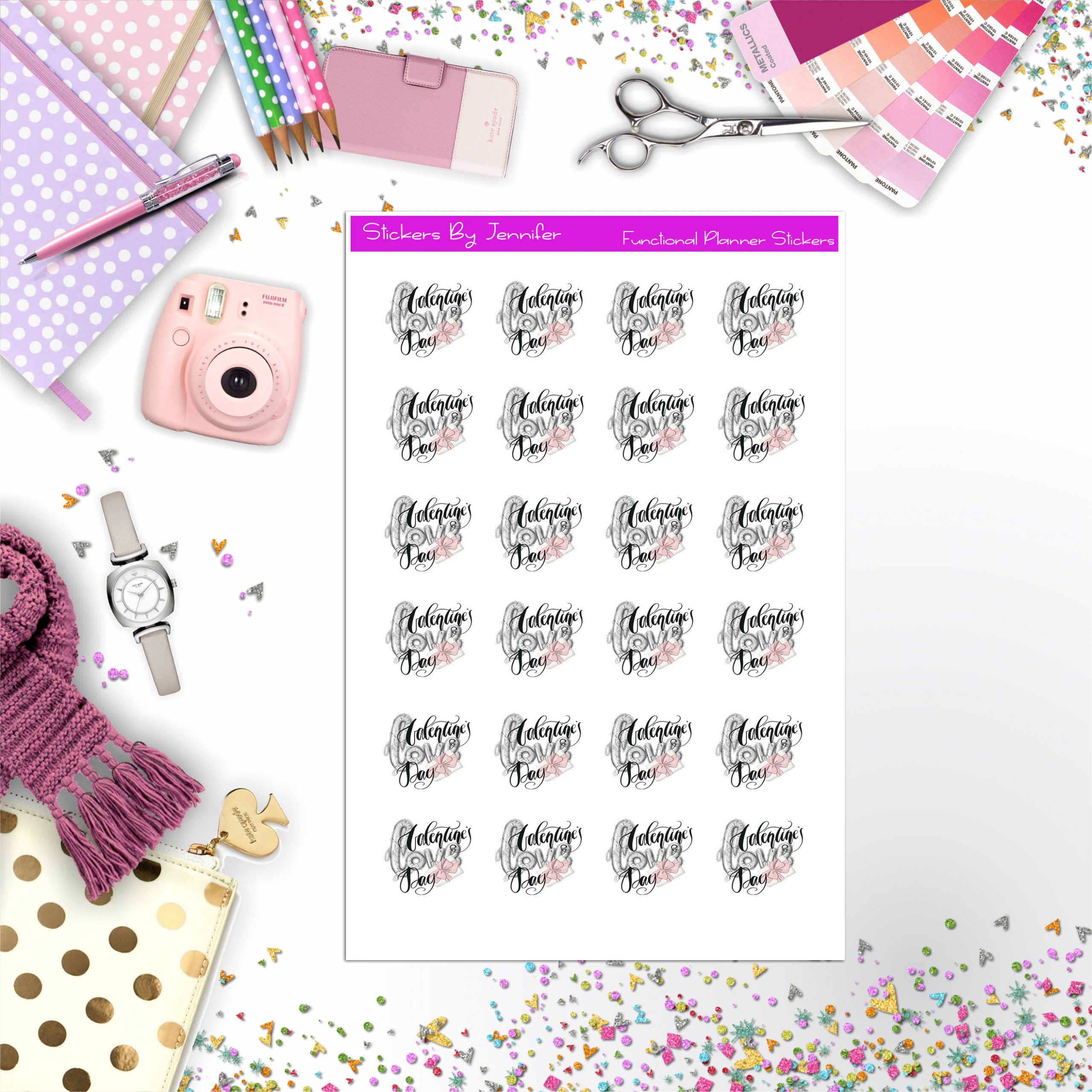 Valentines Day Icon Planner Stickers, Bullet Journal Stickers, Functional Planner Stickers, Stationary Stickers