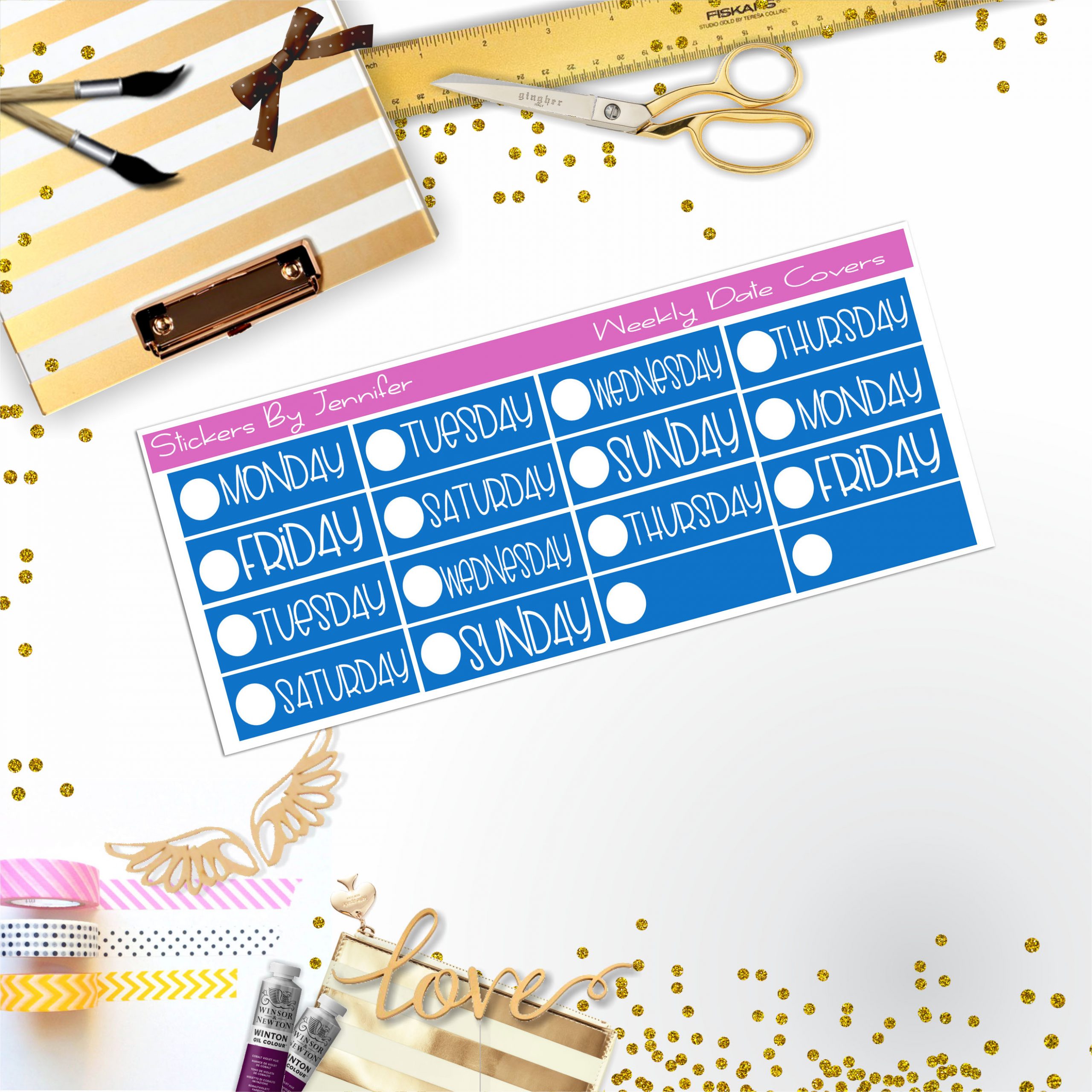 Weekly Date Covers P015 Planner Stickers, Journal Stickers, Functional Planner Stickers, Stationary Stickers