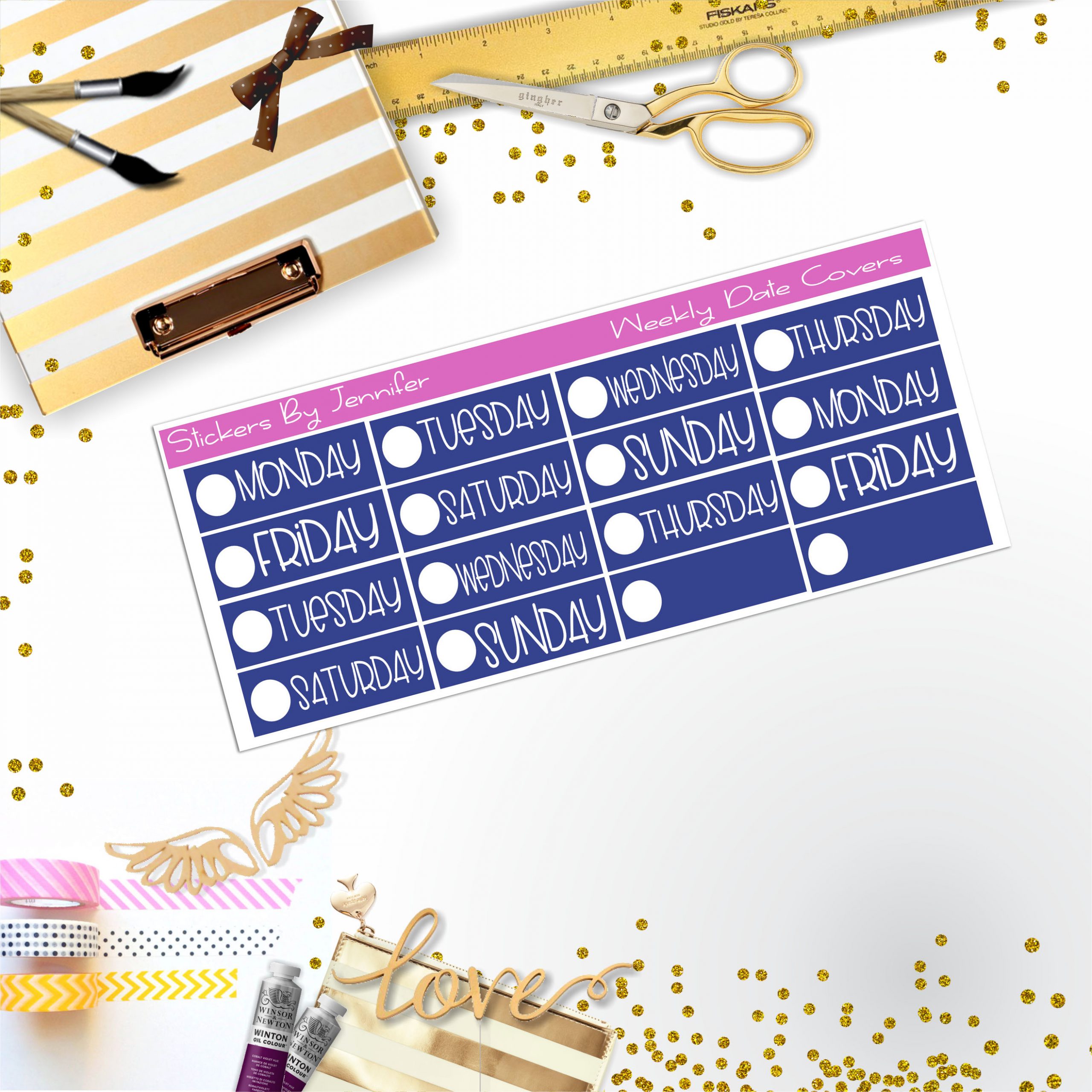 Weekly Date Covers P021 Planner Stickers, Journal Stickers, Functional Planner Stickers, Stationary Stickers